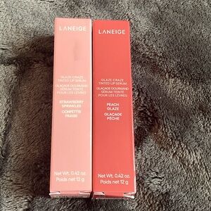 Laneige Glaze Craze Tinted Lip Serum — Strawberry Sprinkles & Peach Glaze